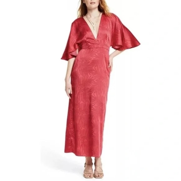 Fe Noel Dresses & Skirts - Fe Noel X Target Palm Leaf Contrast Print Flutter Sleeve Maxi Dress Plus Size 22